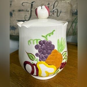 Vintage California Pottery Fruit Themed Cookie Jar/Canister